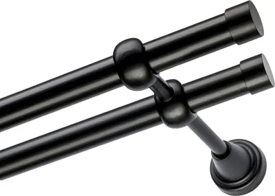 Produktbild von Voppi Gardinenstange Moderi 2-läufig 160 cm 19+19 mm schwarz, moderne Vorhangstange, einfache Wandmontage