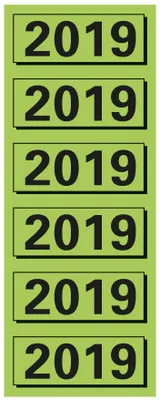 Obrázek produktu pro Štítek s obsahem ELBA "2019" zelený Rozměry: (š)57 x (v)25 mm 120 kusů