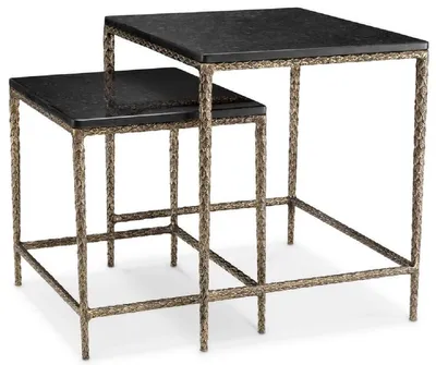 Immagine prodotto di Casa Padrino set di tavolini in ottone vintage / nero - Mobili Soggiorno & Hotel