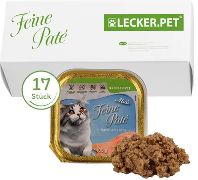 Image de 17 x 100 g Lecker.Pet® Mia's Fine Pâté Riche en Saumon, Aliment complet humide pour chats