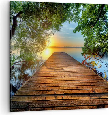 Produktbild von Bild auf Leinwand - Leinwandbild - Brücke See - 50x50cm - Wand Bild - Wanddeko - Wandbilder - Leinwanddruck - Bilder - Kunstdruck - Wanddekoration - Leinwand bilder - Wandkunst - AC50x50-3528
