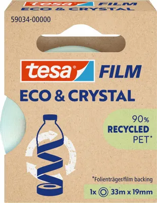 Obrázok produktu pre TESA Eco & Crystal, Priehľadná, Jednofarebné, Polyetyléntereftalát (PET), Permanentný, 10 m, 19 mm