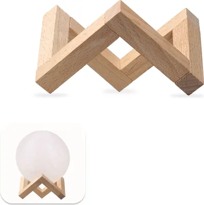 Zdjęcie produktu dla Drewniany stojak na lampę księżycową Zdejmowany drewniany stojak do druku 3D Lampa księżycowa Sferyczna lampka nocna, mały rozmiar