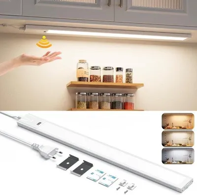Zdjęcie produktu dla Oświetlenie pod szafkę kuchenną - listwa LED - oświetlenie szafek - czujnik bezdotykowy - 41 cm - biały