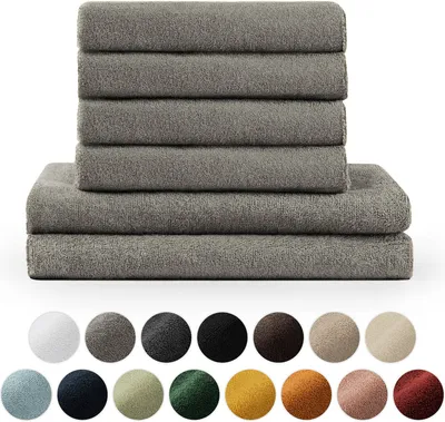Immagine prodotto di Set di asciugamani in spugna premium Blumtal con asole per appendere - Cotone  Oeko-TEX, morbido, altamente assorbente - 2X asciugamano da bagno (70x140 cm), 2X asciugamano per le mani (50x100 cm), grigio