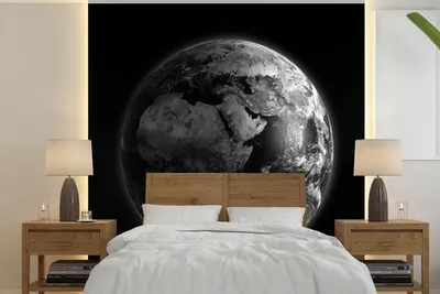 Produktbild von MuchoWow® Fototapete für Wohnzimmer oder Schlafzimmer Wandtapete Vinyl Motivtapete Erde - Weltraum - Planeten - 280x280 cm - Hintergrundbild