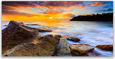 Produktbild von Tulup Leinwand-Bilder 120x60 Wandbild Canvas Kunstdruck Steine Meer Sonne Landschaft