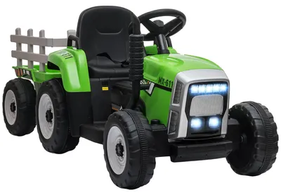 Imagen del producto de Coche eléctrico para niños, con control remoto para padres, remolque desmontable, color verde