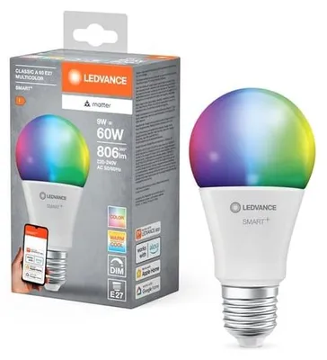 Produktbild von LEDVANCE SMART+ MATTER Classic, 9 W, 0,5 W, E27, 806 lm, 20000 h, Multi, Weiß
