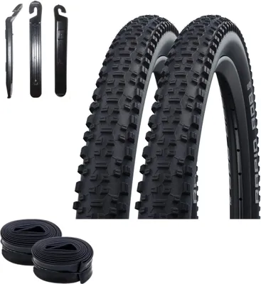 Produktbild von 2 x Schwalbe Fahrradreifen 29" Rapid Rob Fahrraddecke 57-622 (29 x 2.25) + 2 passende Schläuche DV19 inkl. maxxi4you Reifenheber