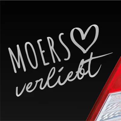Produktbild von Auto Aufkleber Moers verliebt Herz Stadt Heimat Liebe Car 19x10 cm Silber Sticker Heckscheibenaufkleber