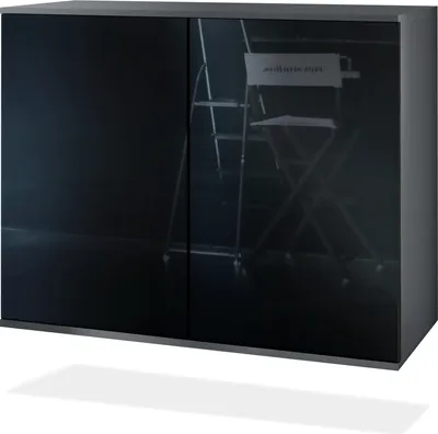 Produktbild von Vladon Kommode Skadu V3, Moderner Küchenschrank mit 2 großen Türen Anthrazit matt / Schwarz Hochglanz (92,5 x 73.5 x 35)