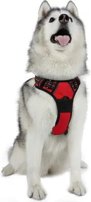 Imagen del producto de Unyqoos® Arnés para perros: arnés ajustable anti-tirones, transpirable y reflectante, con acolchado suave, fabricado en nylon Oxford/malla. Talla: cuello de 45,72 a 66,04 cm, pecho de 43,18 a 86,36 cm