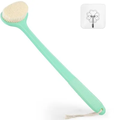 Immagine prodotto di Spazzola da doccia con manico antiscivolo da 43 cm, verde, per la pulizia del corpo
