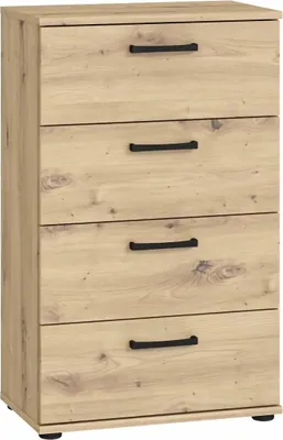 Produktbild von Kommode NIKO CPLK14N Schubladenschrank 50x82x29 cm Aritsan Eiche 4 Schubkästen