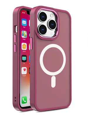 Produktbild von HQWear Color Matte Hlle fr iPhone 15 Plus MagSafe kompatibel, Burgunderrot