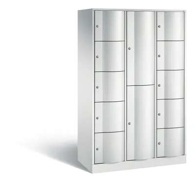 Produktbild von Großraum-Wertfachschrank mit Spezialtüren, 12 Abteile, BxTxH 1150x540x1950 mm, RAL 7035