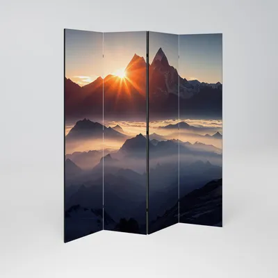 Produktbild von SpaceRebels Paravent Raumteiler - 4-teilig Raumtrenner, Druck 2-Seite - Raumtrenner - Trennwand Wohnung - Room Divider - Spanische Wand Deko Modern Sichtschutz