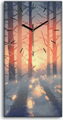 Produktbild von Wohnzimmer-Bild Leinwand Uhr 30x60 Winter Landschaft verlassenen Hauses - schwarze Hände