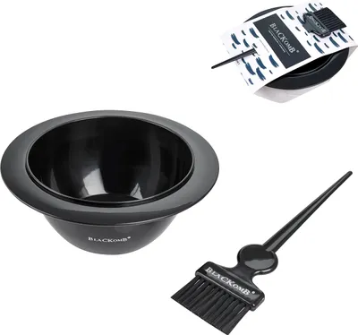 Produktbild von Blackomb - Haarfärbeset mit Pinsel und Schale, Färbeset zum Anmischen von Haarfärbemittel, Haarfarbe Zubehör, Farbpinsel mit Farbschale, Schwarz