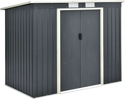 Produktbild von Záhradný domček 21055, kovový prístrešok, na náradie, s podstavcom M, 2,13 x 1,3 m, antracit