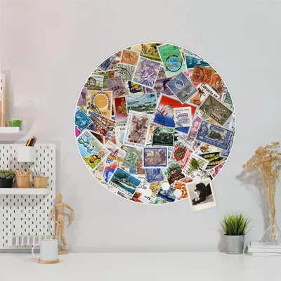 Produktbild von Design Stahlmagnettafel Weiß Rund 47cm Briefmarken