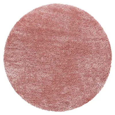 Image de Tapis de salon à poils longs, rose, 120 x 120 cm, rond, uni - en polyester