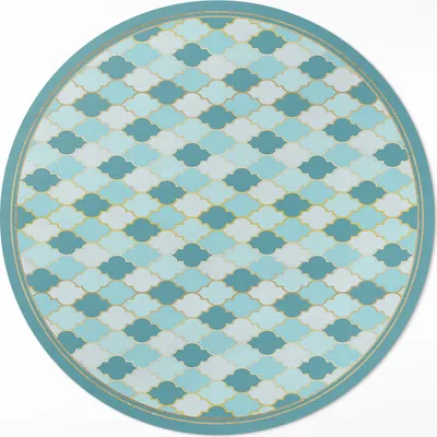 Produktbild von Blaues Mosaik dekorative Fliesen– Vinylteppich – Indoor Teppich – Flur – Pflegeleicht – Runder Teppich – PVC Teppich – Outdoor Teppich – Pflegeleicht – fi 80cm