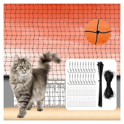 Produktbild von Katzennetz für Balkon, Katzenschutznetz, Verstärktes Katzennetz zur Sicherung von Balkon, Terrassen, Fenstern und Türen, Katzenschutznetz aus Nylon-Multifilament (8x3M)