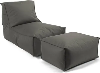 Produktbild von mokebo® Sitzsack mit Hocker für Kinder & Erwachsene 'Der Sundowner', Bean Bag mit Füllung oder Bodenkissen für Indoor & Outdoor, auch als Liegekissen, Relaxliege oder Liege in Anthrazit
