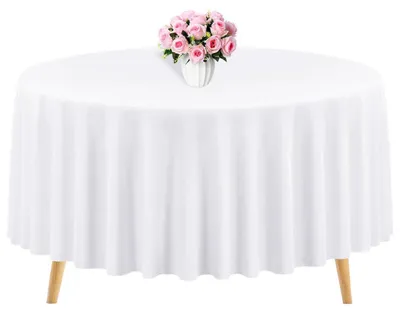 Produktbild von Runde Tischdecke Polyester Weiß 275 cm Flecken- und knitterfrei waschbar 1 Stück