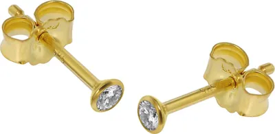 trendor 75096 Ohrstecker für Damen und Herren 585 Gold (14 Kt) Zirkonia 2,5 mm 1
