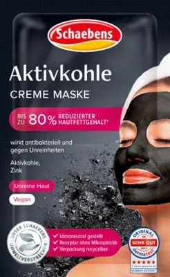Produktbild von Schaebens Aktivkohle Creme Maske Inhalt 2 x 5 ml