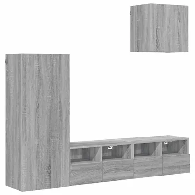 Immagine prodotto di parete attrezzata 4 pezzi in legno grigio Sonoma