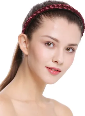 Produktbild von WIG ME UP Geflochtener schmaler Haarreif Granatrot CXT-003-120