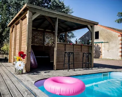 Image de Abri de piscine 12.32m² bois traité - Habrita - THB3535.CCVB - blueterm