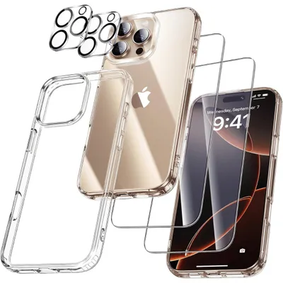 Produktbild von Hülle für Iphone 16 Pro Max 2X Schutzglas 2X Kameraschutz Panzerfolie Panzerglas Silikon Case 9H