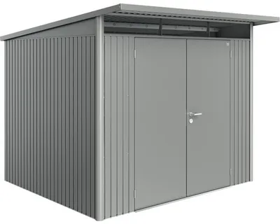 Produktbild von Biohort AvantGarde, Metallschuppen, Doppel, Schuppendach, Quarzmetallic grau, Stahl, Quarzmetallic grau