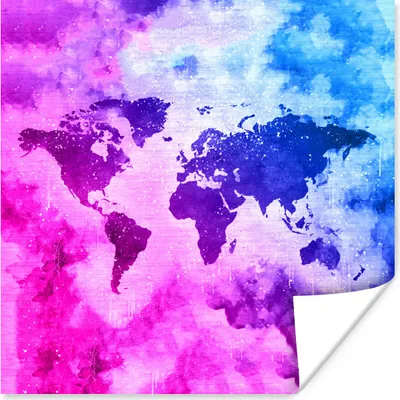 Produktbild von MuchoWow® Poster Weltkarte - Rauch - Farben 30x30 cm - Wandposter - Printing