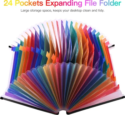 Produktbild von Fächermappe mit 24 Fächern, Akkordean-Organizer, A4-Dokument im Briefformat, Regenbogenfarbe, für Zuhause, Büro, Schule