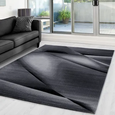 Zdjęcie produktu dla Nowoczesny dywan z krótkim włosiem – łatwy w pielęgnacji, idealny do salonu i sypialni, Rozmiar: 120 x 170 cm, Kolor: Czarny-3