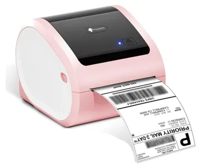 Image de INF Imprimante d'étiquettes thermique Bluetooth — 203 DPI rapide, sans fil, USB/Ethernet, couleurs multiples Blanc + rose