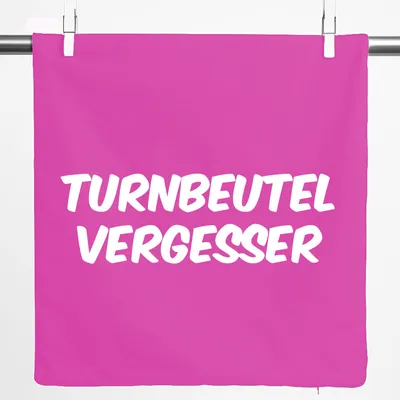 Produktbild von Huuraa Kissenbezug Turnbeutelvergesser Schriftzug 40x40cm Fuchsia Baumwolle Dekokissenbezug Geschenkidee