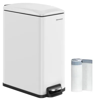 Productafbeelding van SONGMICS Vuilnisbak voor de keuken, 48 liter, smal, pedaalemmer, staal – wit