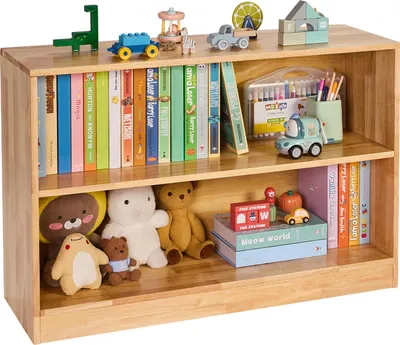 Immagine prodotto di Libreria a scaffale per bambini VEVOR (lunghezza 90 cm), armadio per giocattoli a 2 livelli, armadio per giocattoli, scaffale per giocattoli per camera da letto, camera dei bambini, soggiorno, espositore marrone