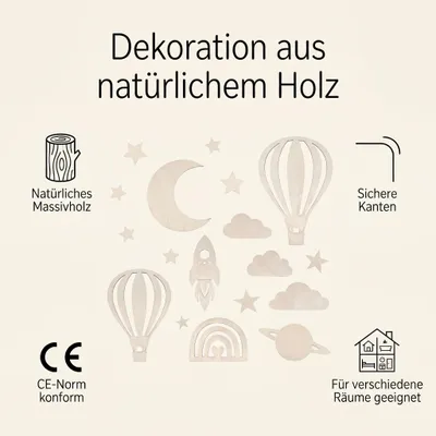 Obrázok produktu pre Dekorácia na stenu pre deti, motívy: dúha, oblaky, motýle, balóny, raketa, nálepky na stenu do detskej izby