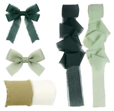 Image de Ruban de Noël, 4 cm x 20 m, vert, 4 rouleaux. Ruban en chiffon, idéal pour les décorations et les nœuds