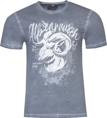 Produktbild von MarJo Herren Trachten Shirt "Torben" Steinbock | British Blue Größe: 3XL
