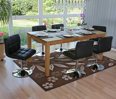 Obrázek produktu pro sada 6 jídelních otočných židlí Kavala Faux Leather Chrome  černá