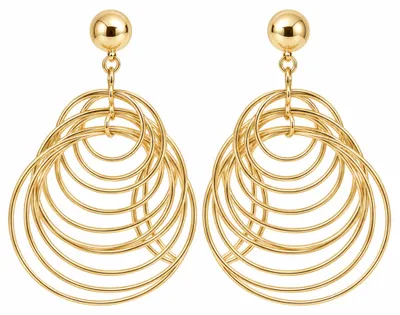Produktbild von otolife Damen Hängeohrringe Goldfarben – Mehrlagige runde Ohrringe mit ineinander verschlungenen Ringen